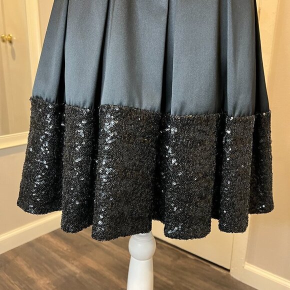 Taylor Black Fit and Flare Cocktail Dress with Sequined Bottom, Size 2 - Picture 4 of 15